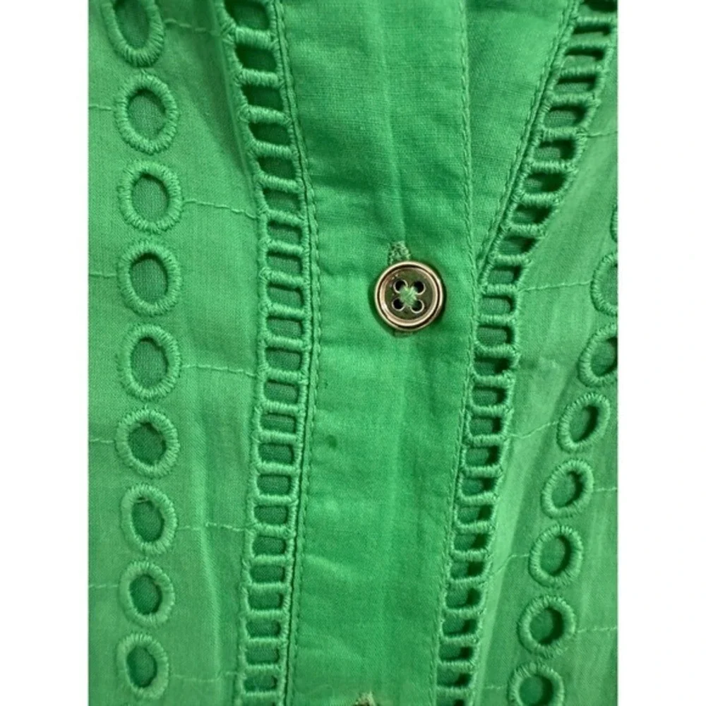 Karen Millen Eyelet Dress US 4 Green Long Sleeve Shirt Dress‎